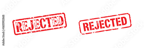 Bold red REJECTED stamps convey finality and official disapproval legal business documents vector illustration