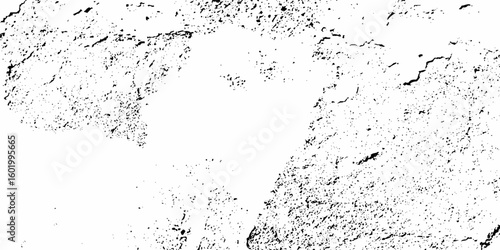 Distress urban overlay spotted concrete grain surface grainy noise rust wall grunge black splatter and white background. damaged chalk crack rough ink wall texture.	