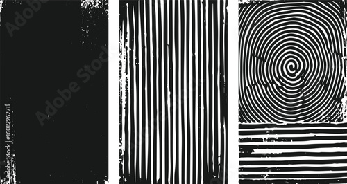 Grunge Distorted Line Textures – Abstract Black and White Set Abstract dust isolated, horizontal grainy noisy textures. vector transparent background