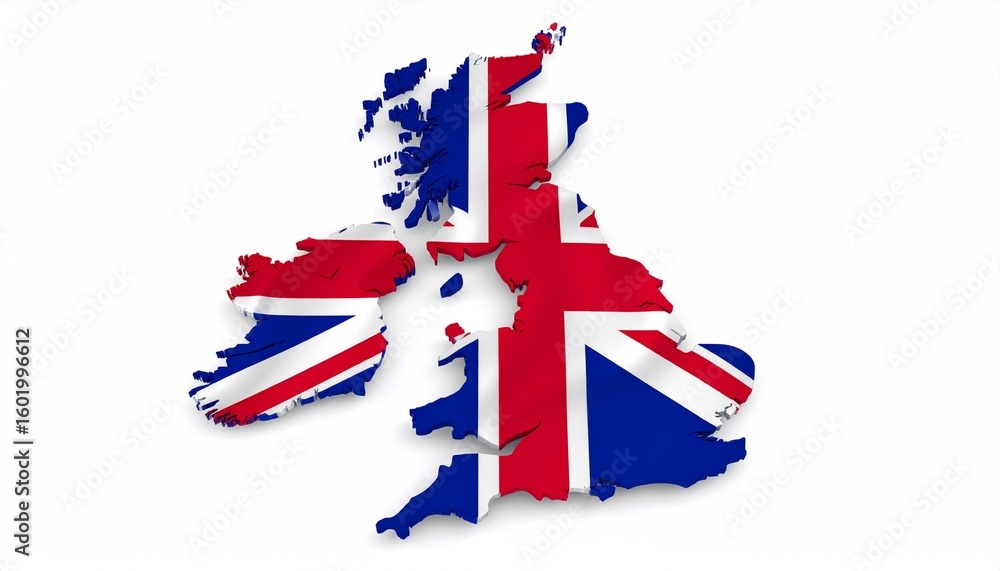 Fototapeta premium Aged Union Jack flag hanging proudly on historic brick UK buildings