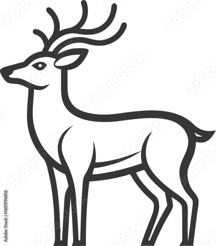 Line art outline of a standing deer