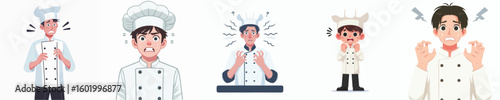 chef character vector with scared expression
