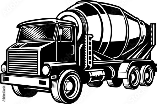 Concrete Mixer Truck Illustration – Construction Vehicle Vector Design