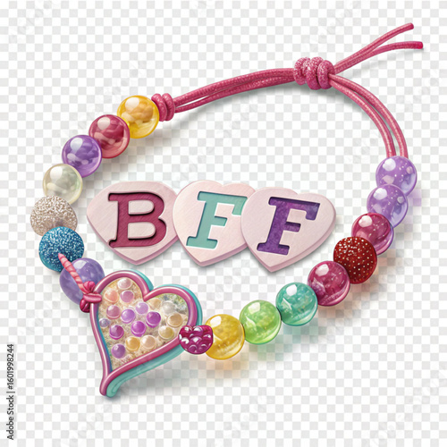 3D Heart-Shaped Friendship Bracelet with BFF Beads


