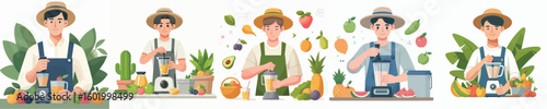 farmer character vector blending fruit