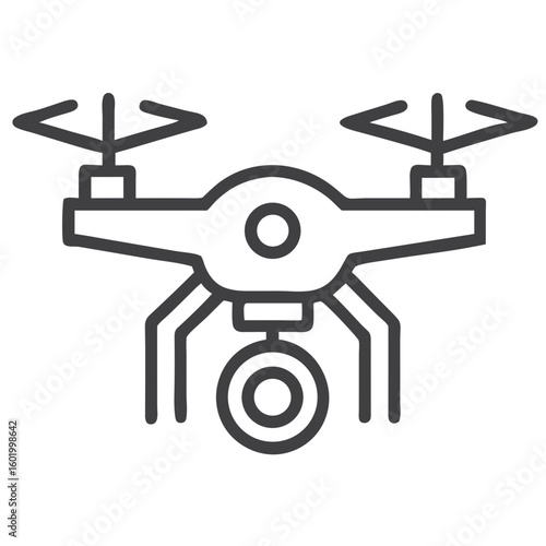 Drone with camera in flight icon for blogs, websites, clipart, technology, innovation, aerial, educational and awareness materials, presentations