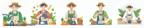farmer character vector blending fruit
