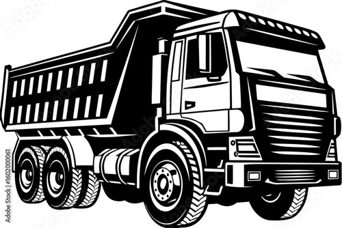 Modern Dump Truck Vector – Construction Transport Vehicle Illustration