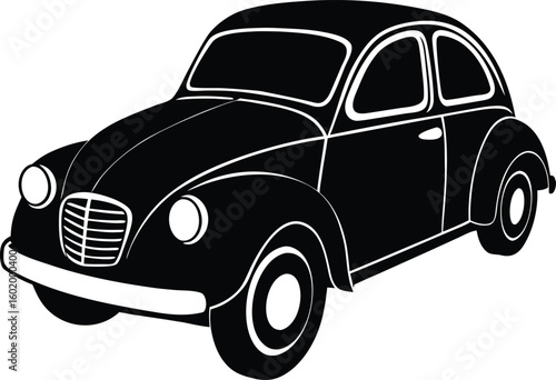 Classic 1940s French economy car - Timeless 'umbrella on wheels' silhouette, EPS JPEG PNG