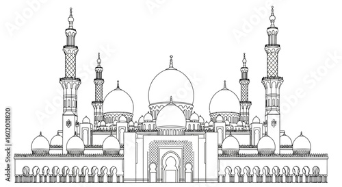 Sheikh Zayed Mosque Line Drawing