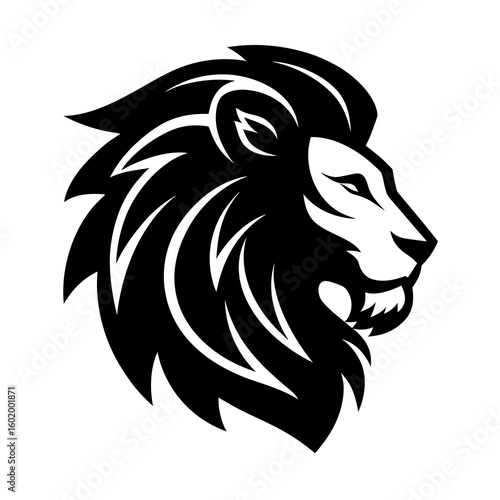 Wallpaper Mural Clean Side Profile of a Lion Head in Vector Silhouette.

 Torontodigital.ca