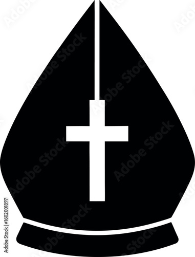 Clean Silhouette of a Modern Bishop Mitre Hat Vector.

