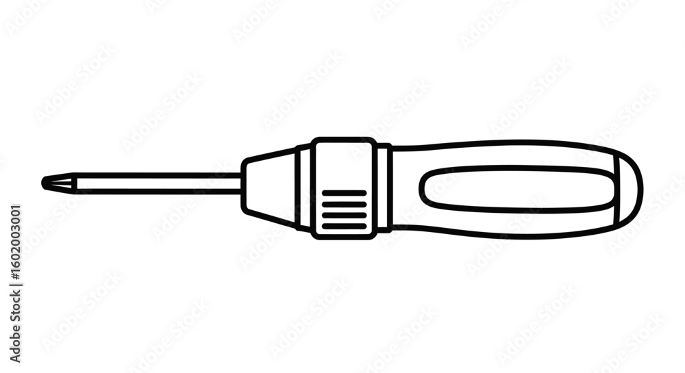 Obraz premium Screwdriver Outline Hand Tool Illustration for DIY Projects and Technical Diagrams