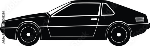 Poster car of the 1980s - Brushed metal finish coupe profile, EPS JPEG PNG