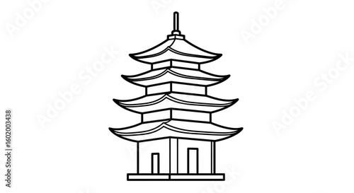 Asian Pagoda Outline Drawing