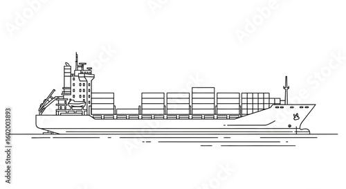 Cargo Ship Illustration Global Trade and Maritime Transport Concept