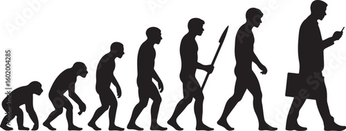 Theory of evolution of man silhouette