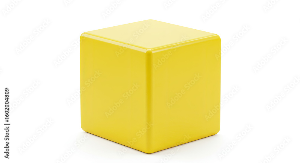 Fototapeta premium Bright Yellow Cube Shaped Stool Modern Design.