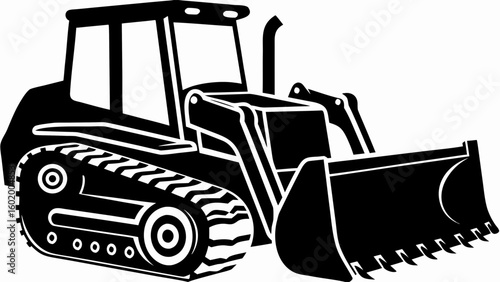 black bulldozer construction equipment clip art preview