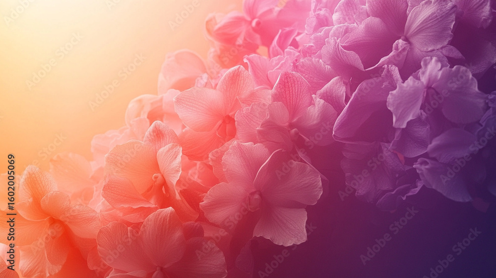 Fototapeta premium A gentle gradient background blending lemon chiffon and orchid hues, evoking a sense of elegance and softness. Ideal for beauty, wellness, or creative design themes with a delicate atmosphere.