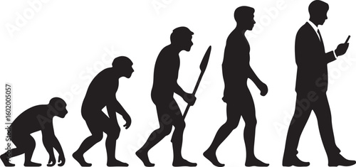 Theory of evolution of man silhouette