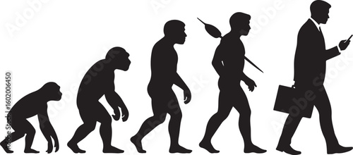 Theory of evolution of man silhouette