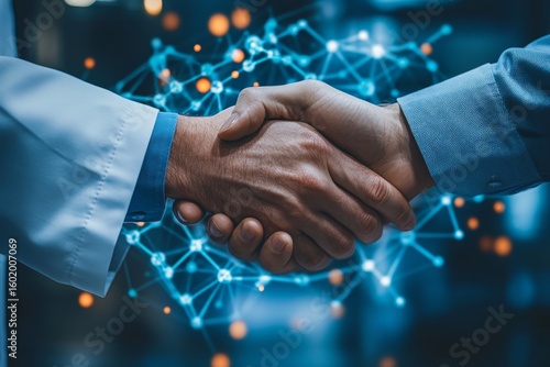 Doctor discussing treatment options with a pharmaceutical sales representative, focusing on collaboration and innovation in the healthcare industry, Generative AI