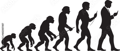 Theory of evolution of man silhouette