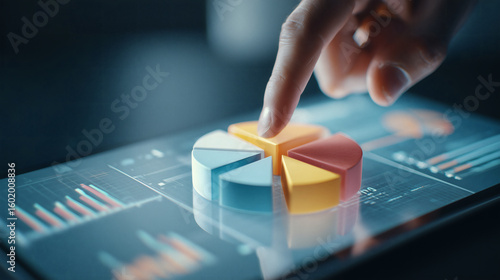 Analyzing a company's financial health.	An accountant or analyst interacts with a holographic interface showing a company's financial health with pie charts and income statements.
