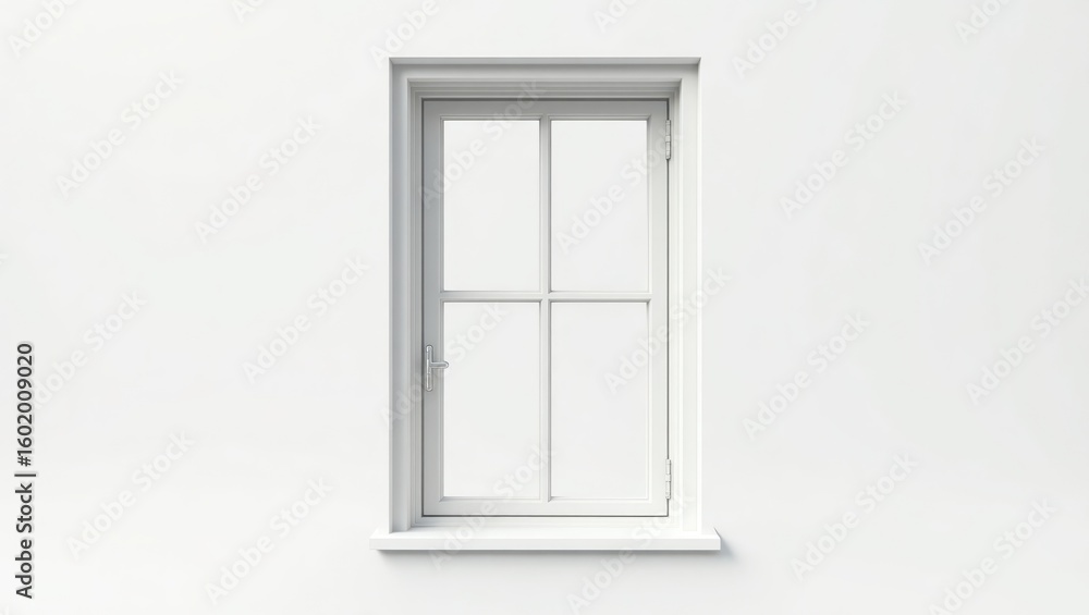 White window on a white wall. White window on a white wall.
