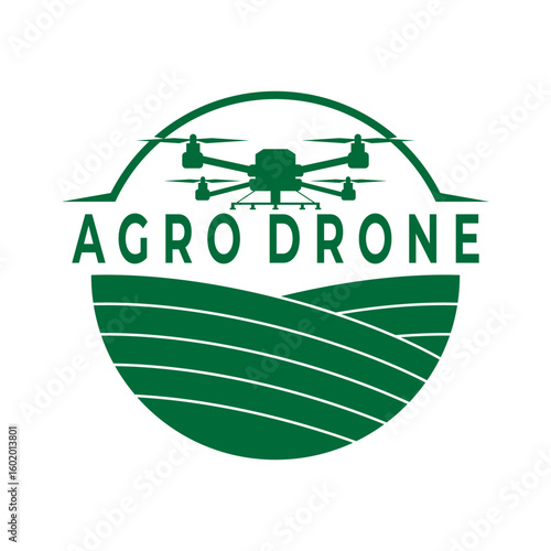 Modern Agriculture logo design vector template. Drone Tech for agriculture