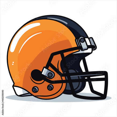 Orange football helmet with black face mask