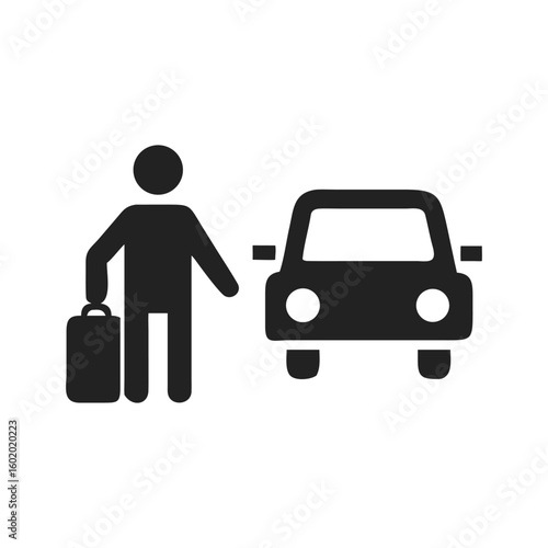 High-quality silhouette vector of a cab picking up a person. Perfect for transport-themed designs, delivery services, and car rental branding.