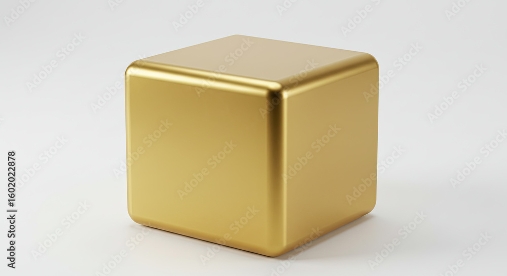 Obraz premium Golden Cube on White Background.