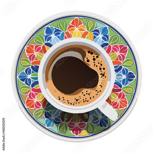 Decorative Coffee Mug Top - Vector Illustration