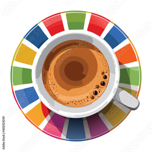 Overhead Coffee Mug View - Vector Illustration