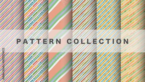 Diagonal stripe in watercolor style, 6 pattern data sets

