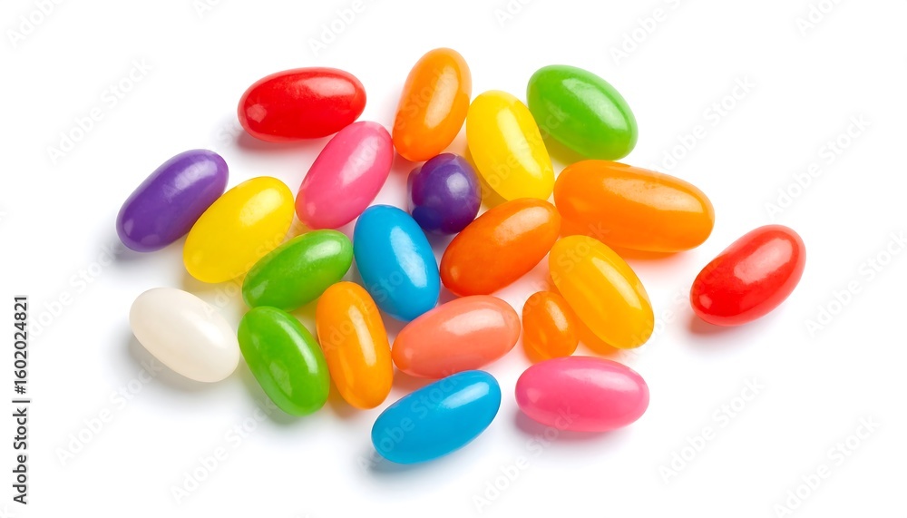 Colorful jelly beans clustered on white background Colorful jelly beans clustered on white background