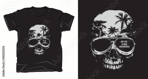 Adventure skull graphic vector art t-shirt design print