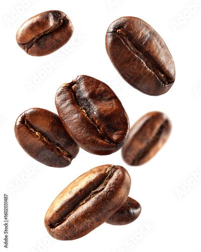 Wallpaper Mural Falling Roasted Coffee Beans on Transparent Background, PNG Torontodigital.ca