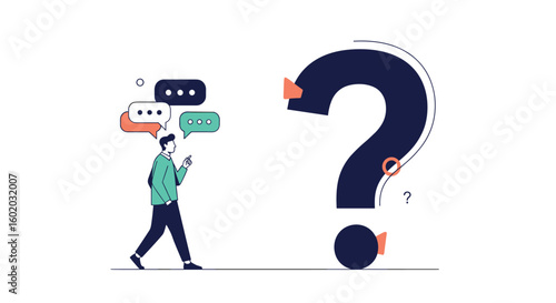 Man asking questions about communication and information exchange