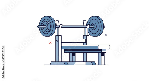 Bench press weightlifting equipment for strength training and fitness workout