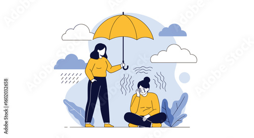 A person offering protection and support to another individual experiencing distress and emotional difficulties