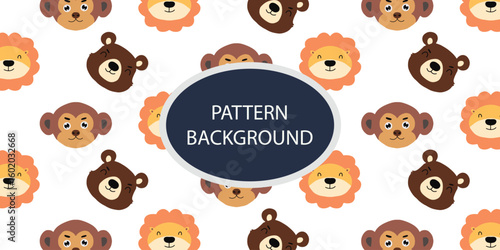 Canvas Print Childish Babies Pattern Animal head background