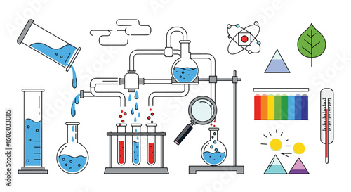Laboratory equipment and scientific experiments for chemical research and education
