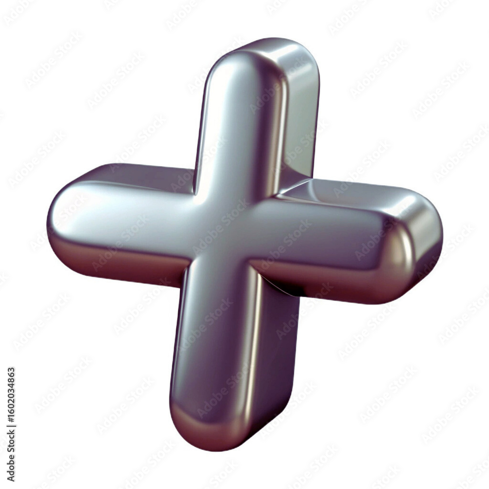 Obraz premium Shiny metallic plus sign symbol