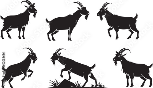 vector set of  goat silhouettes