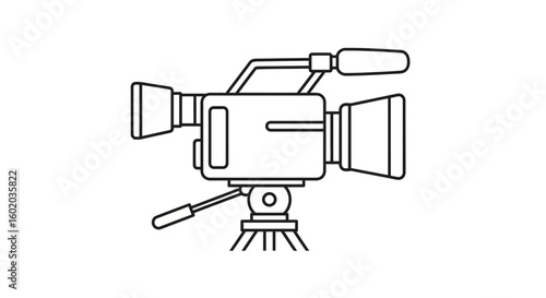 Line Art Vector SVG Icon of Film Camera Equipment in Minimalist Flat Style for Digital Media