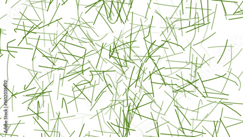Abstract chaotic texture with intersecting green hand-drawn lines on white background, symbolizing grass, static, or creative brainstorming.
