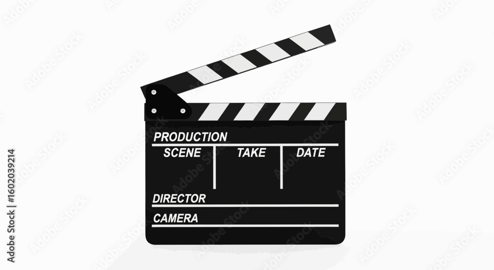 Obraz premium Minimalist Vector SVG Icon Set of Film Clapperboard with Text Elements in Flat Design Style for Media Production